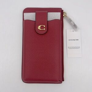 Coach Red Wallet with Gold Accent